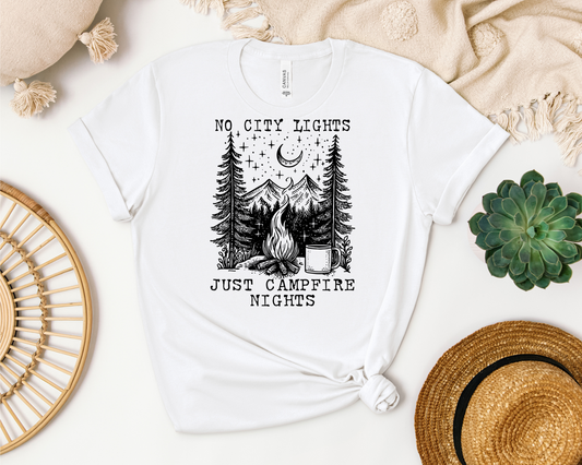 NO CITY LIGHTS JUST CAMPFIRE NIGHTS SHIRT
