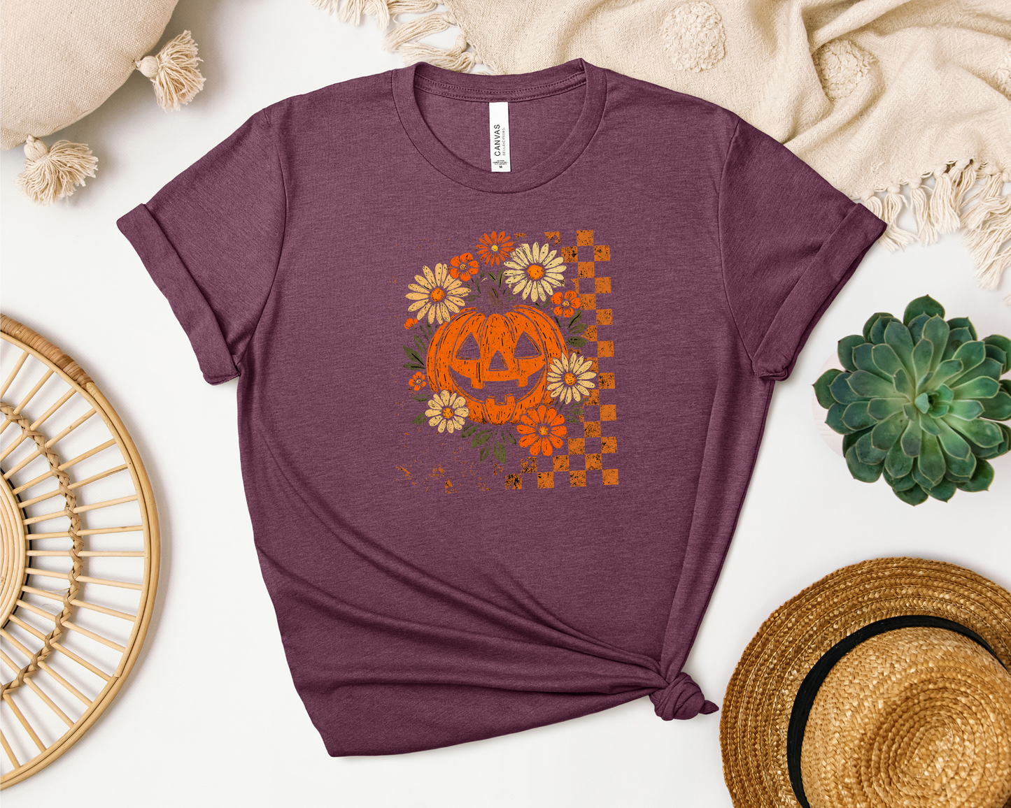 *NEW* RETRO CHECKERED FLORAL PUMPKIN SHIRT