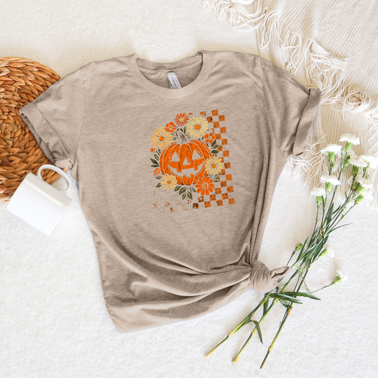 *NEW* RETRO CHECKERED FLORAL PUMPKIN SHIRT