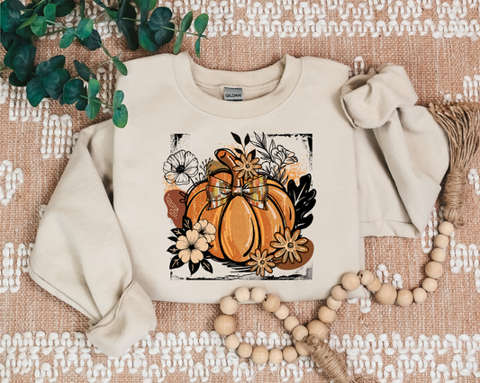 FALL PUMPKIN BOHO VINTAGE CREW