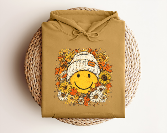 FLORAL FALL SMILEY HOODIE
