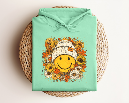 FLORAL FALL SMILEY HOODIE