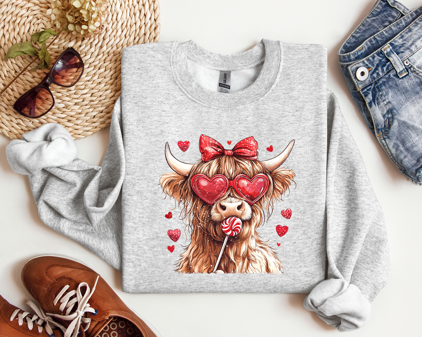 VALENTINE HIGHLAND COW CREW