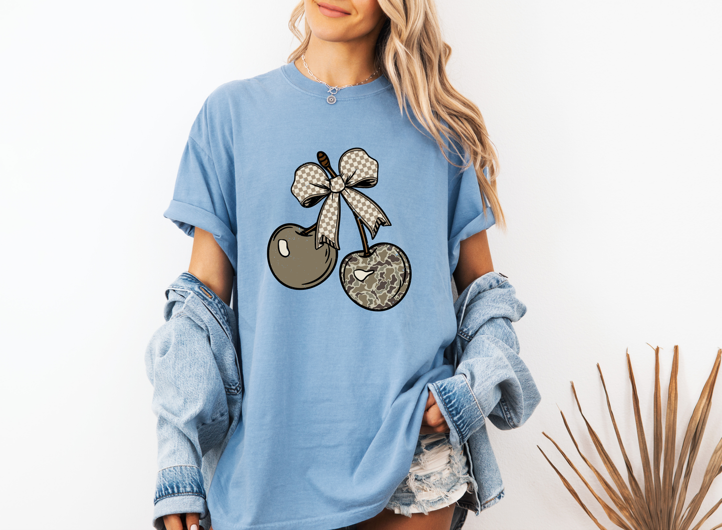 CAMO CHECKERED CHERRY BOW CC SHIRT