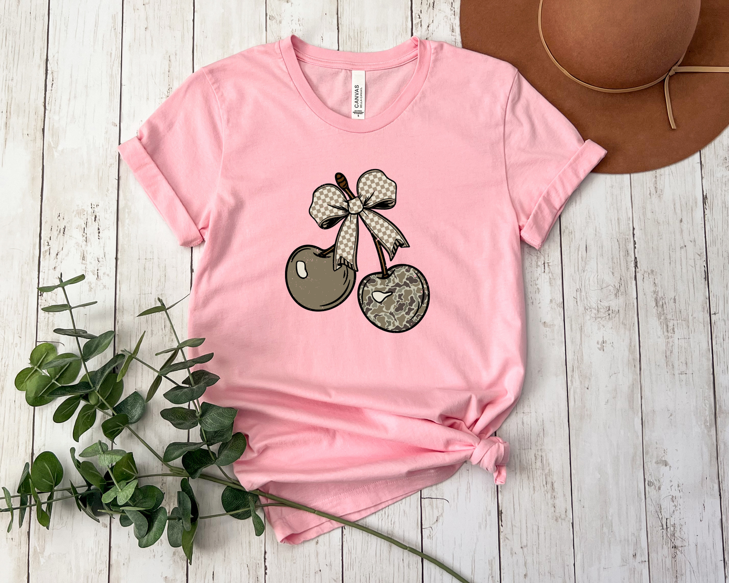 *NEW* CAMO CHECKERED CHERRY BOW SHIRT