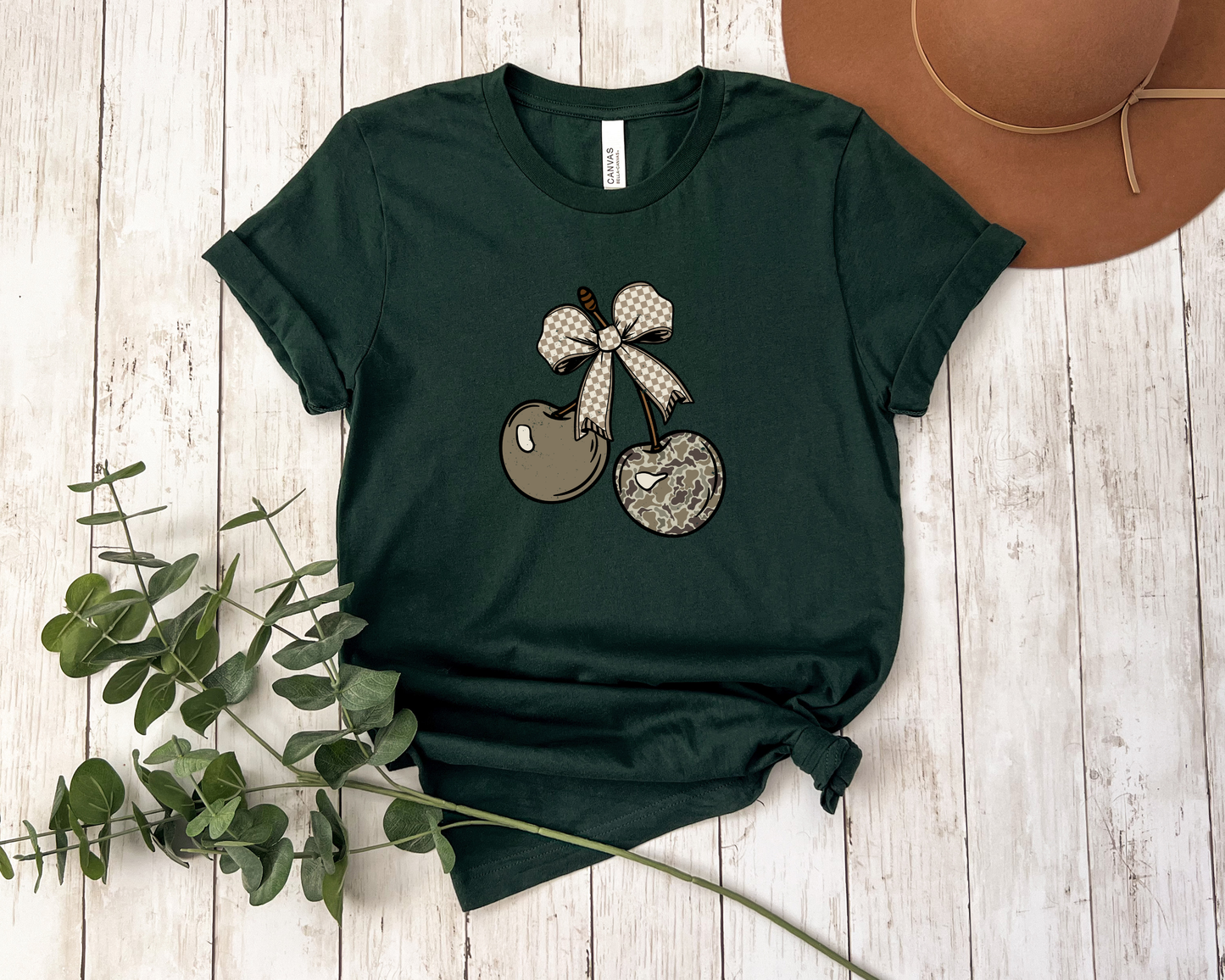 *NEW* CAMO CHECKERED CHERRY BOW SHIRT