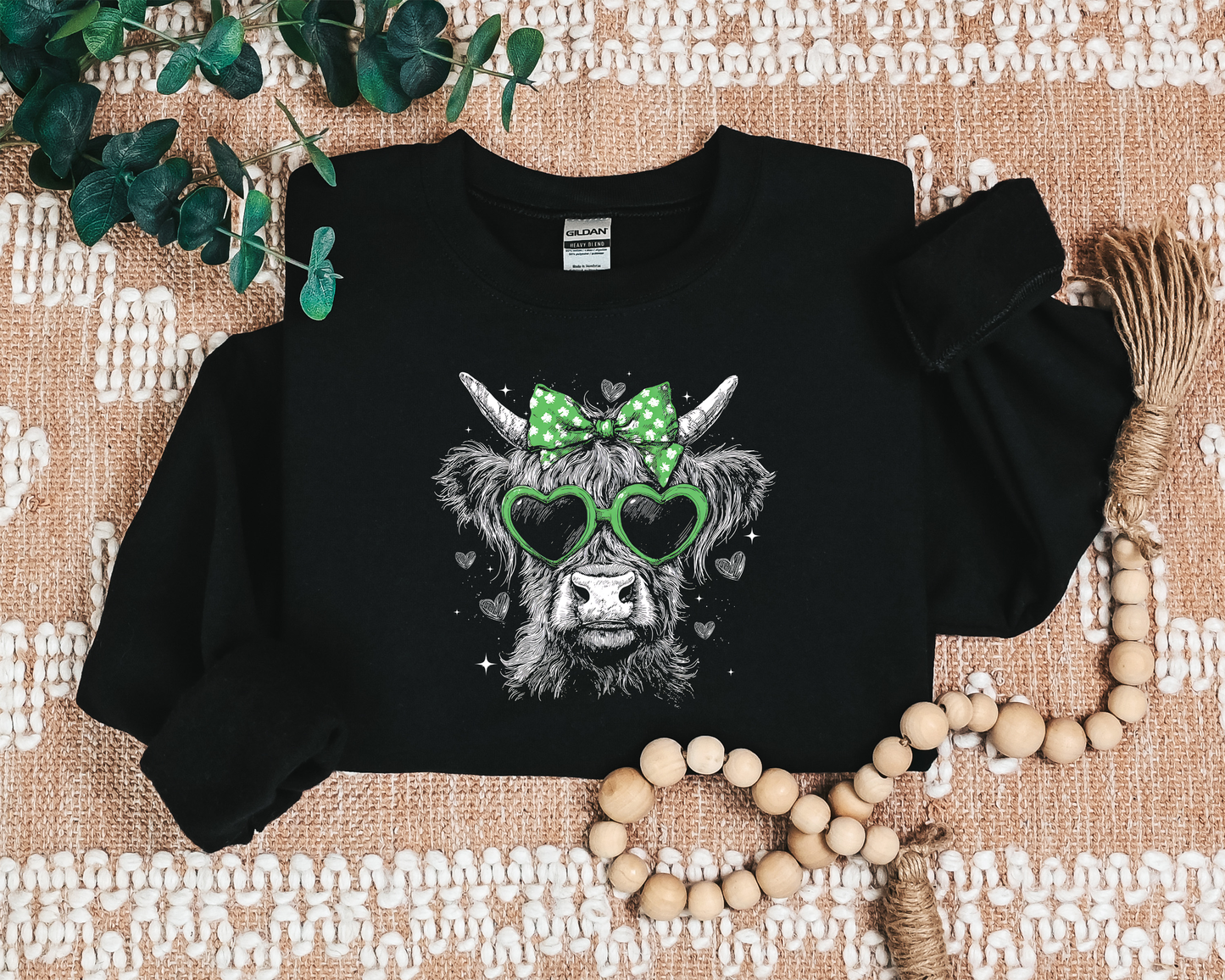 VINTAGE ST PATRICKS DAY HIGHLAND COW CREW