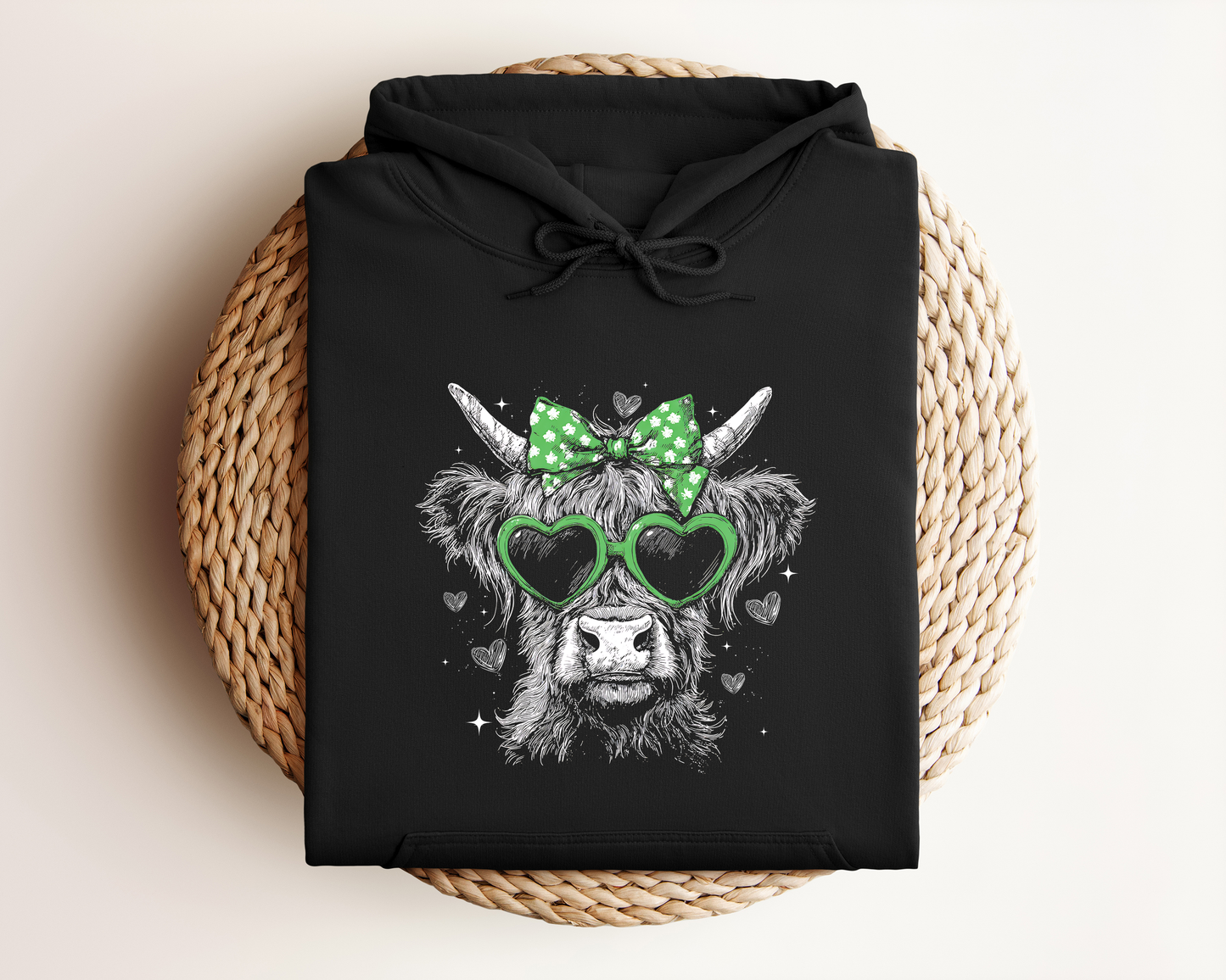 VINTAGE ST PATRICKS DAY HIGHLAND COW HOODIE