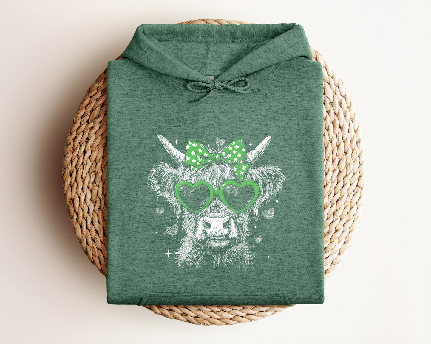 VINTAGE ST PATRICKS DAY HIGHLAND COW HOODIE