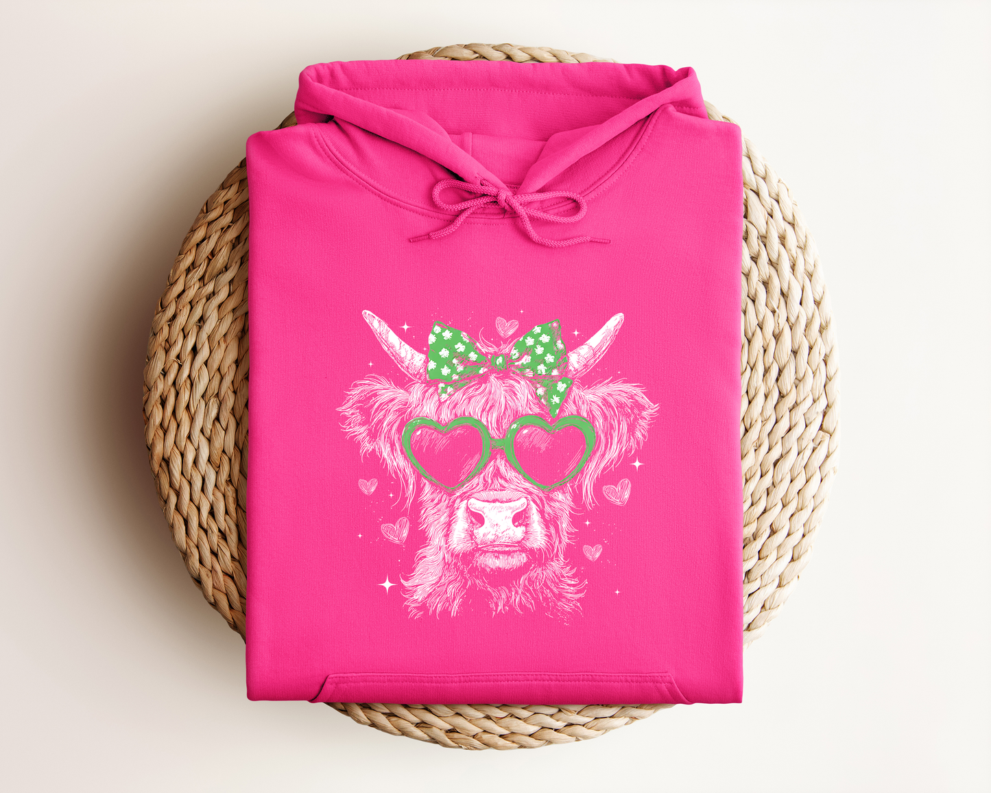 VINTAGE ST PATRICKS DAY HIGHLAND COW HOODIE