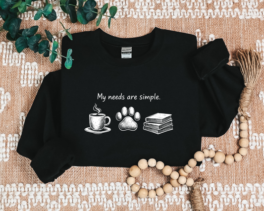 MY NEEDS ARE SIMPLE COFFEE DOG BOOK CREW