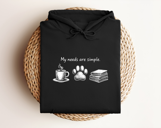 MY NEEDS ARE SIMPLE COFFEE DOG BOOK HOODIE