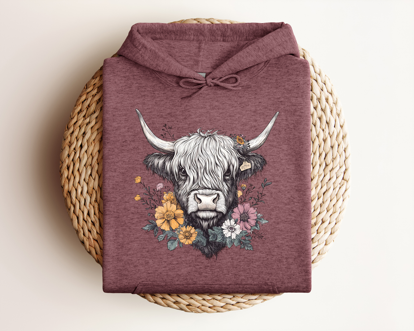 FLORAL HIGHLAND COW HOODIE