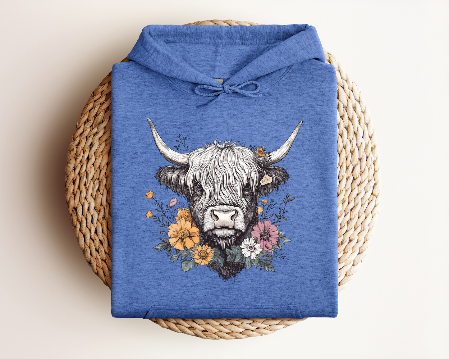 FLORAL HIGHLAND COW HOODIE