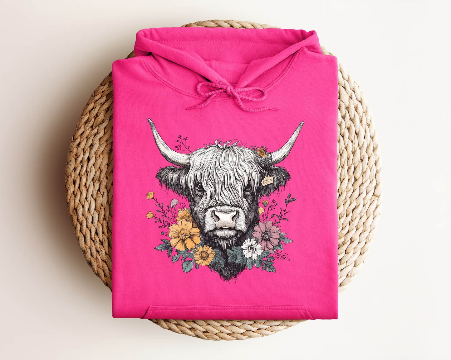 FLORAL HIGHLAND COW HOODIE