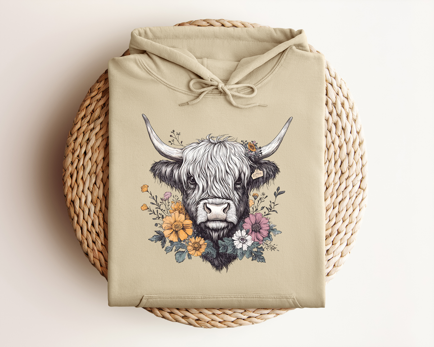 FLORAL HIGHLAND COW HOODIE