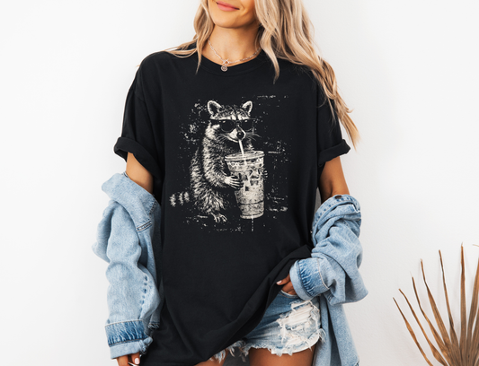 *NEW* RACCOON DRINKING COFFEE CC SHIRT