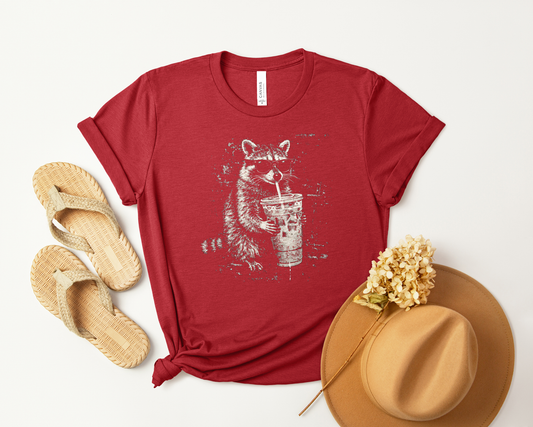 *NEW* RACCOON DRINKING COFFEE SHIRT