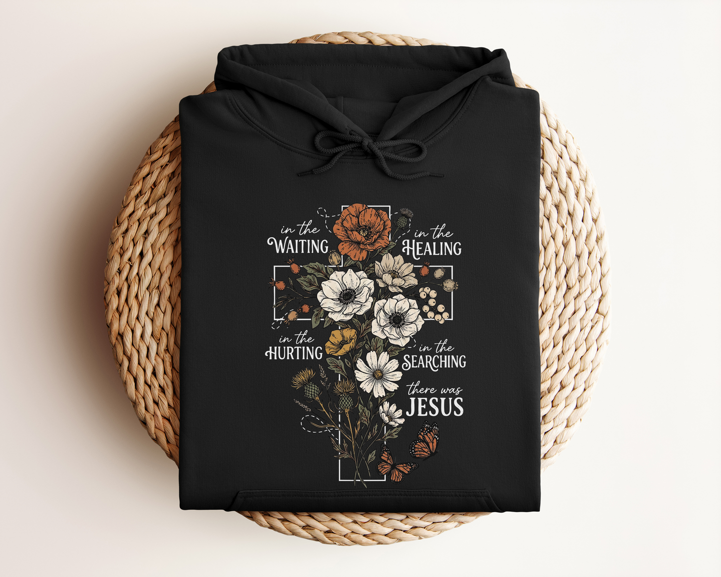FLORAL CROSS HOODIE