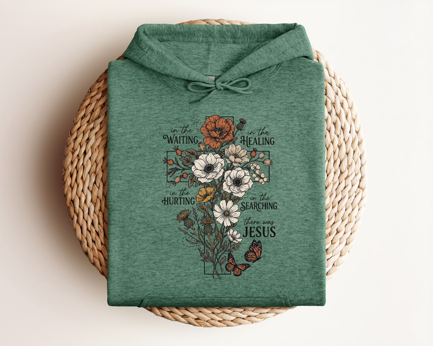 FLORAL CROSS HOODIE
