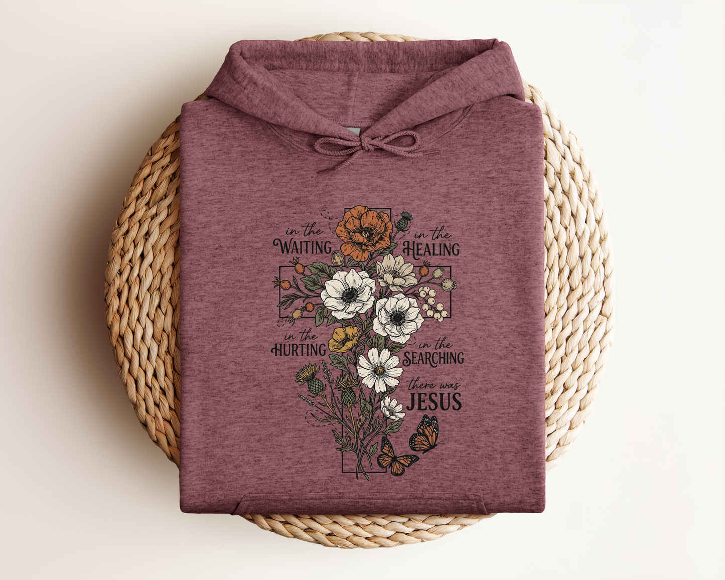 FLORAL CROSS HOODIE