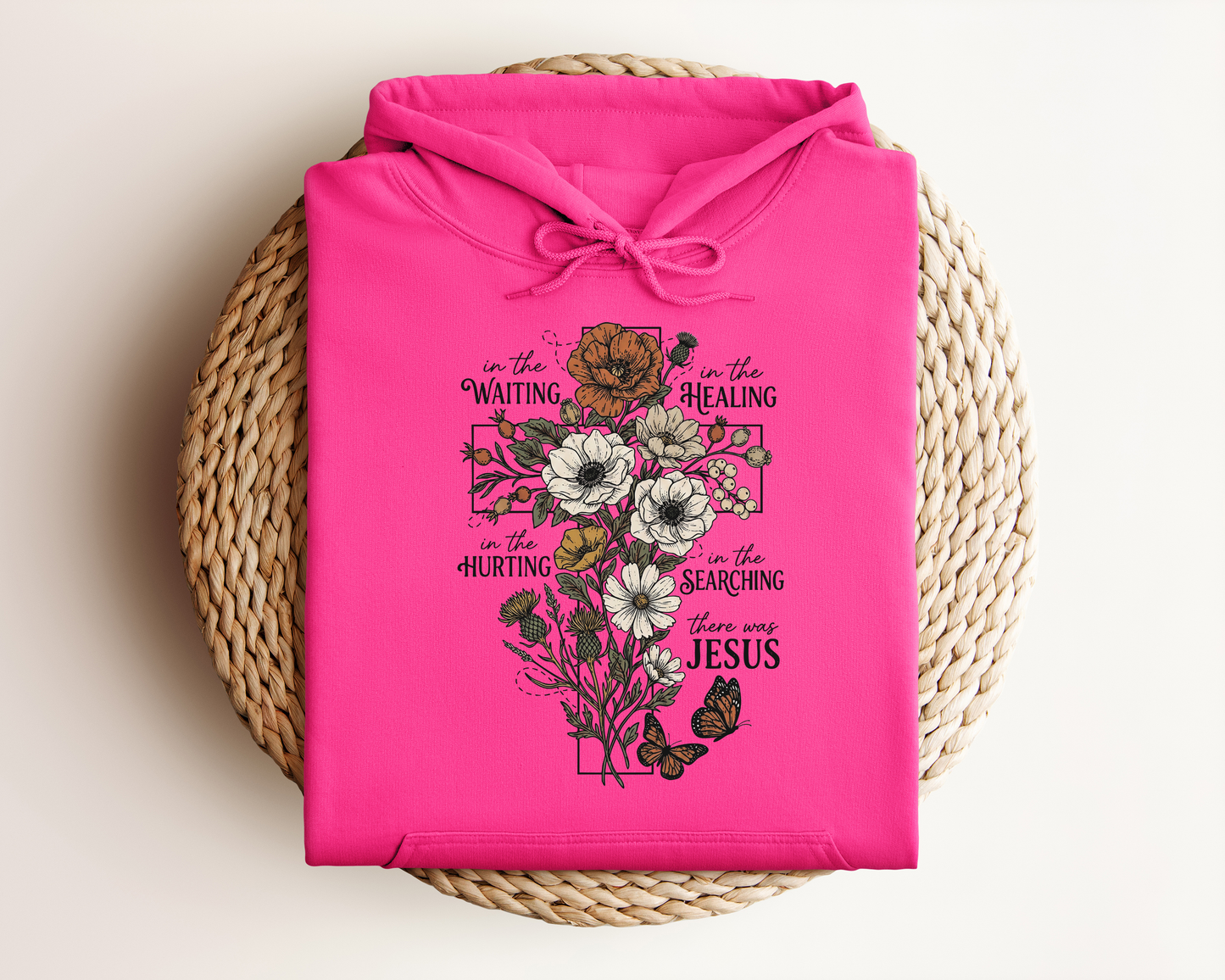 FLORAL CROSS HOODIE