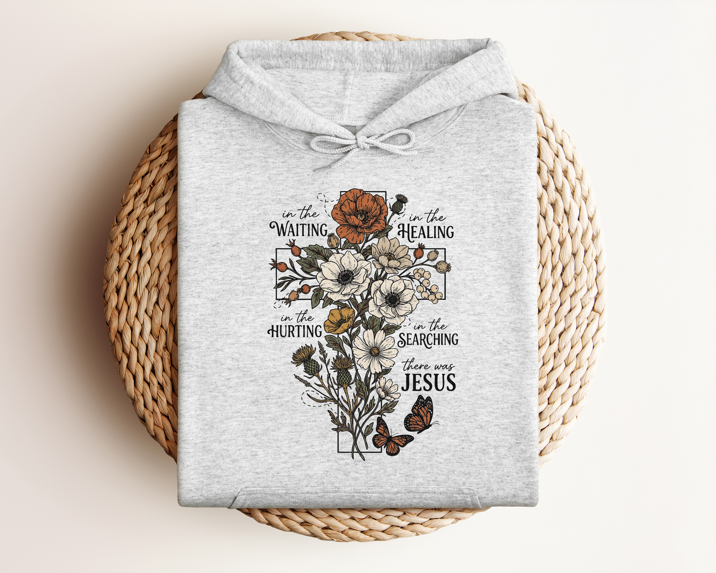 FLORAL CROSS HOODIE