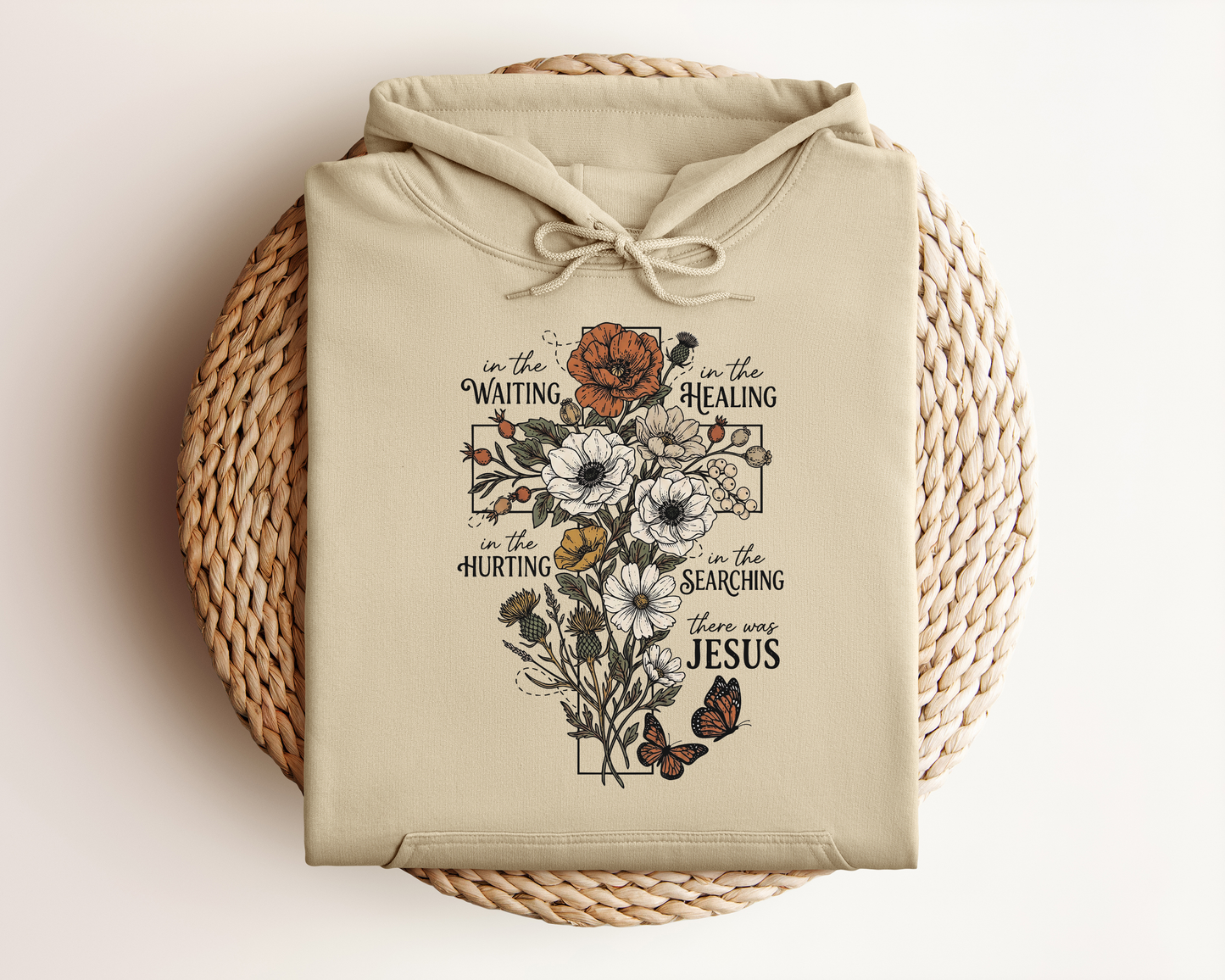 FLORAL CROSS HOODIE