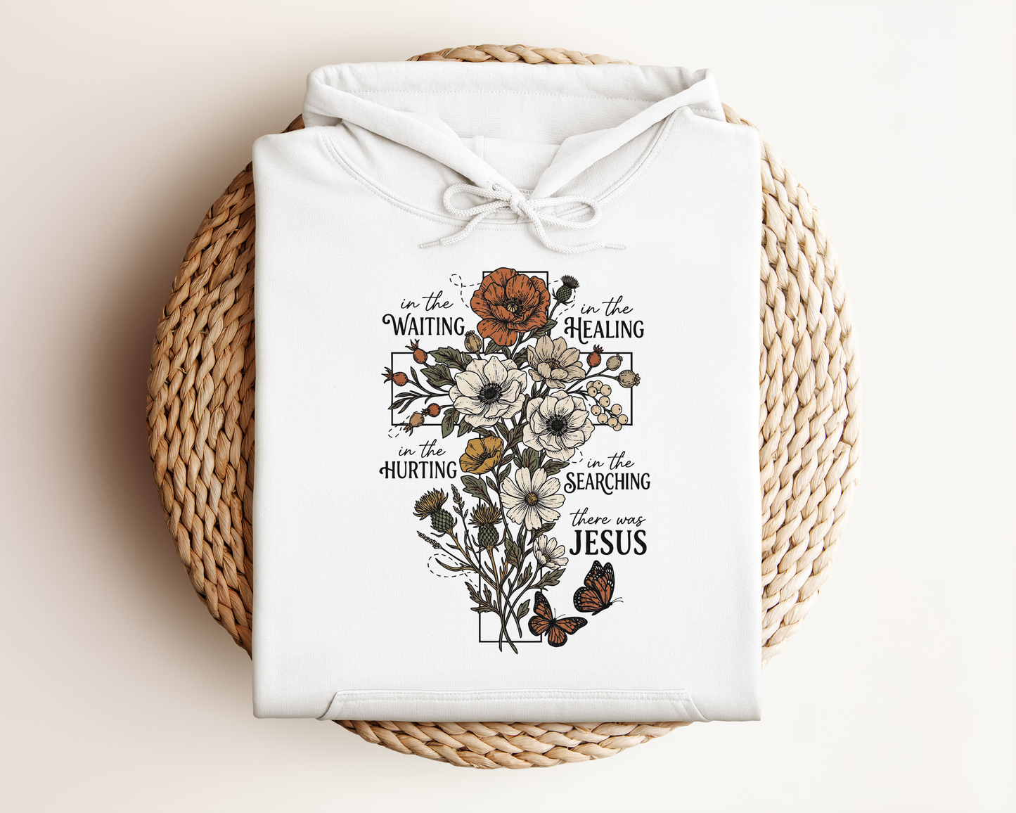 FLORAL CROSS HOODIE