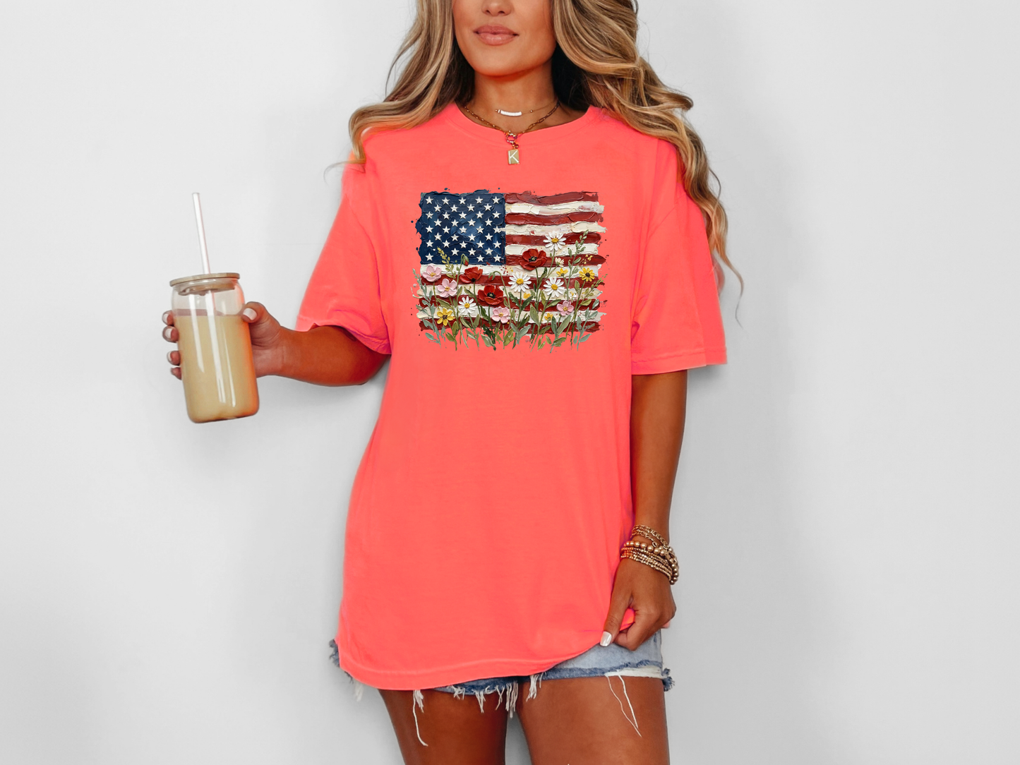 *NEW* AMERICAN FLAG FLORAL CC SHIRT