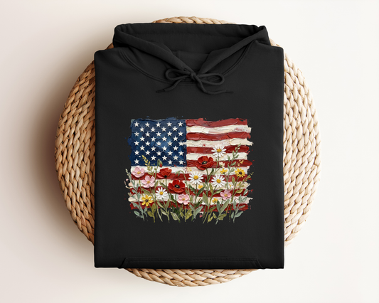 AMERICAN FLORAL FLAG HOODIE