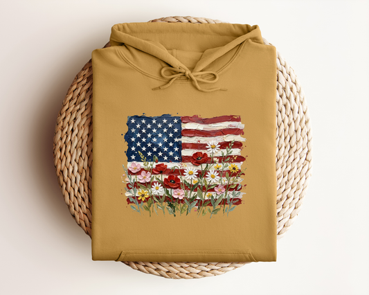 AMERICAN FLORAL FLAG HOODIE