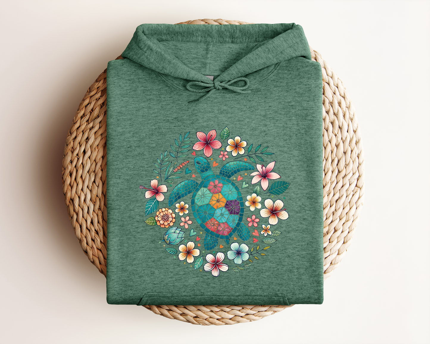 FLORAL SEA TURTLE HOODIE