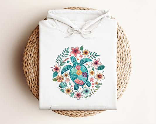 FLORAL SEA TURTLE HOODIE