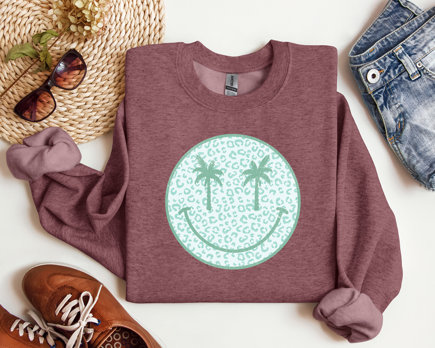 SUMMER PALM TREE SMILEY CREW