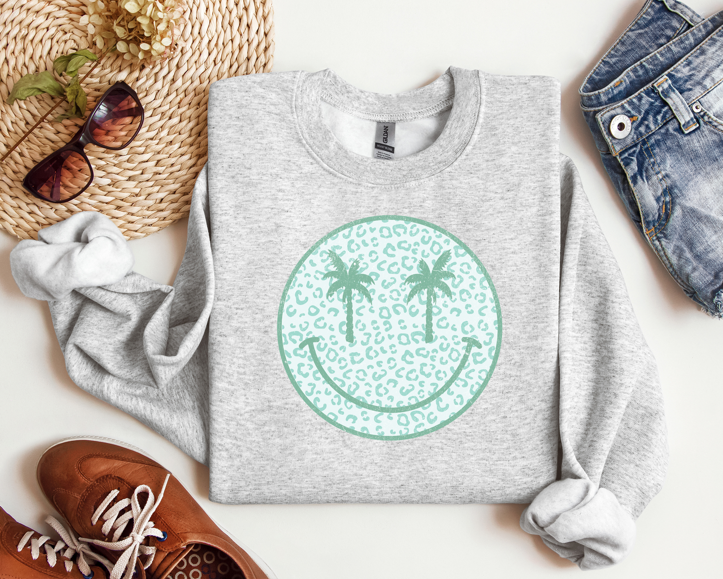 SUMMER PALM TREE SMILEY CREW