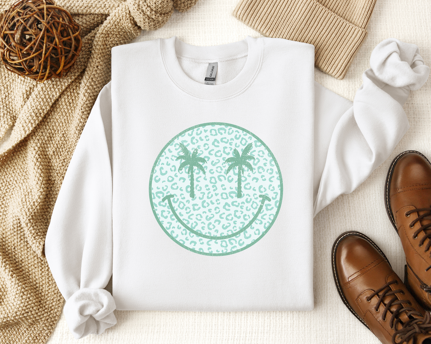 SUMMER PALM TREE SMILEY CREW