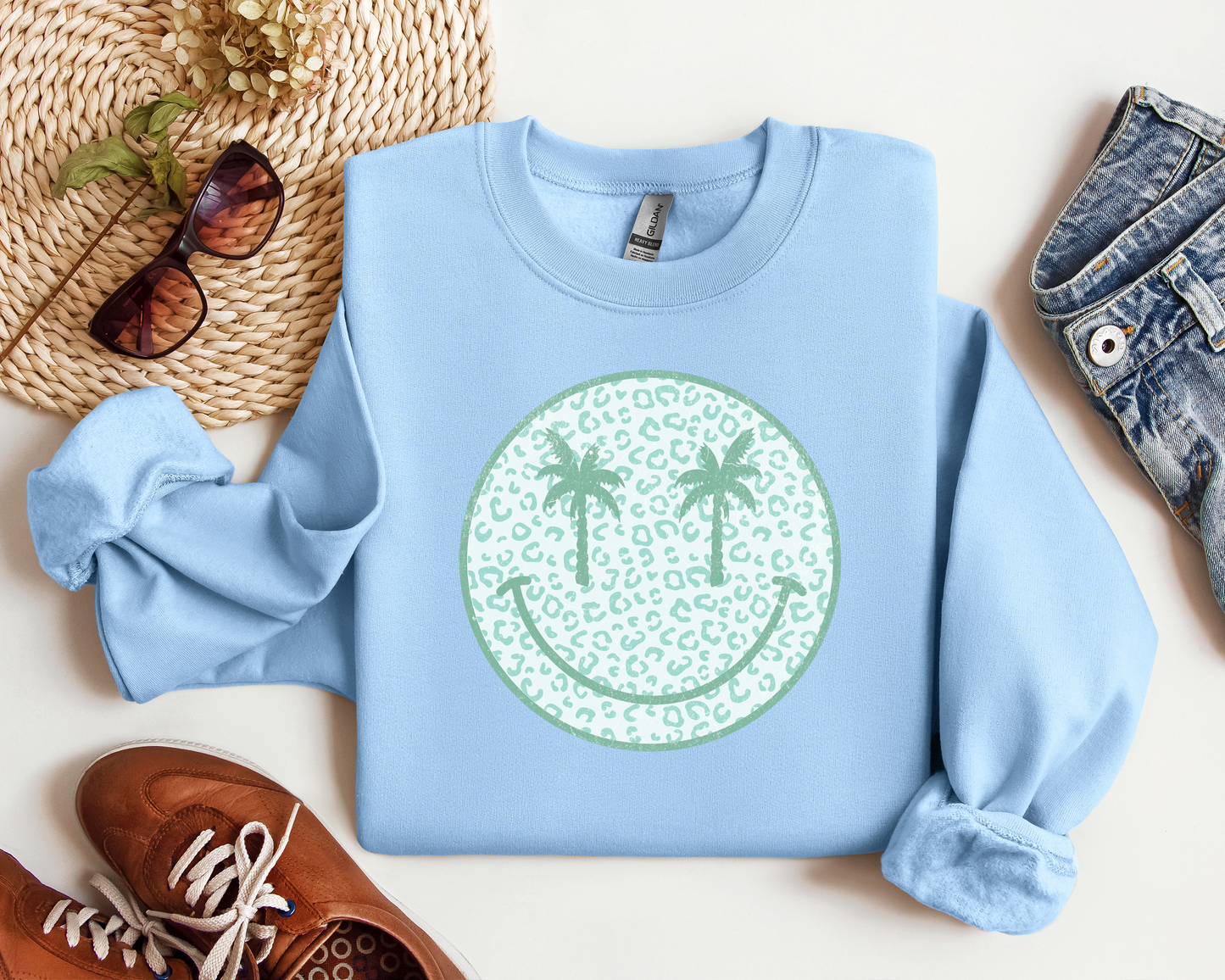 SUMMER PALM TREE SMILEY CREW
