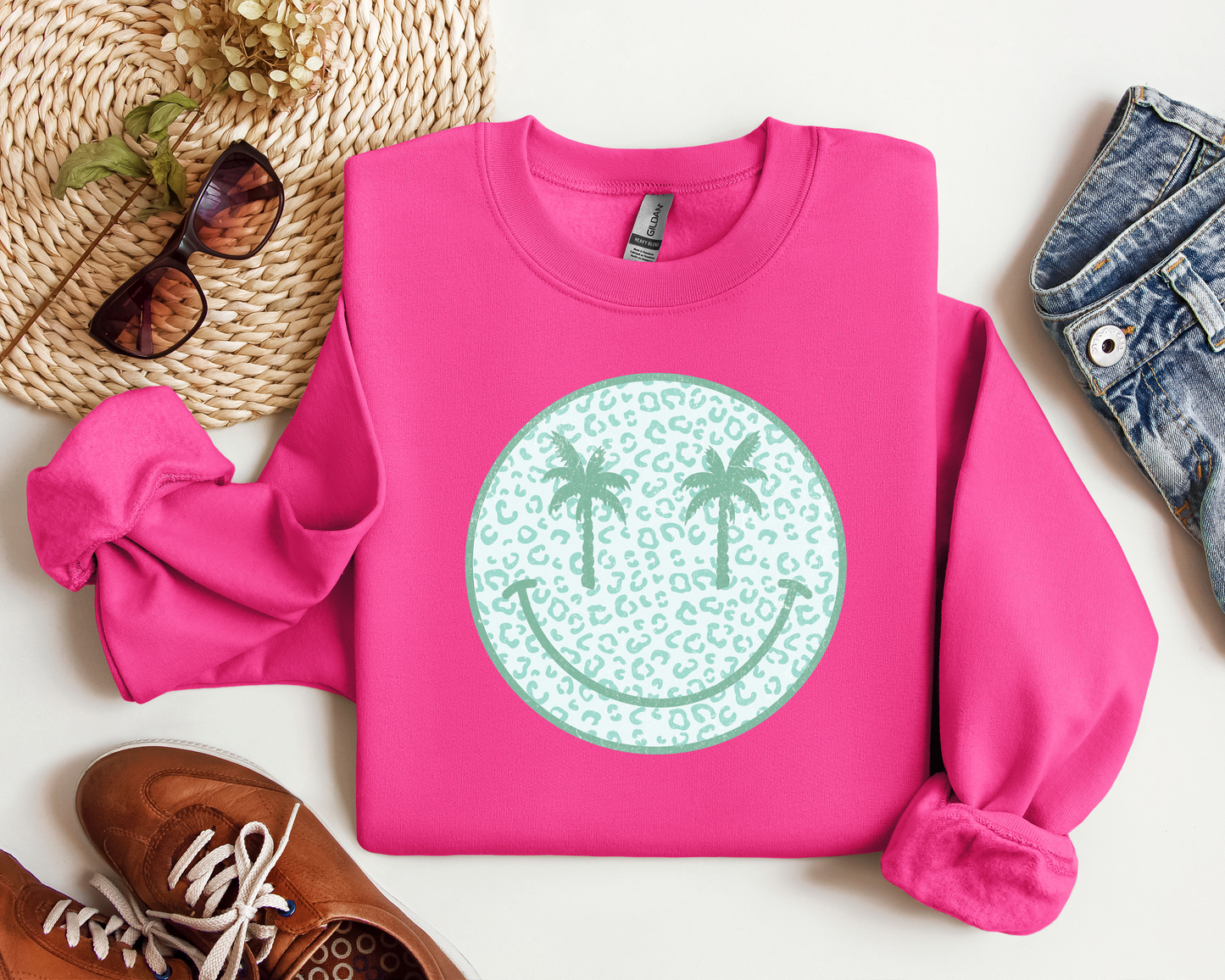 SUMMER PALM TREE SMILEY CREW