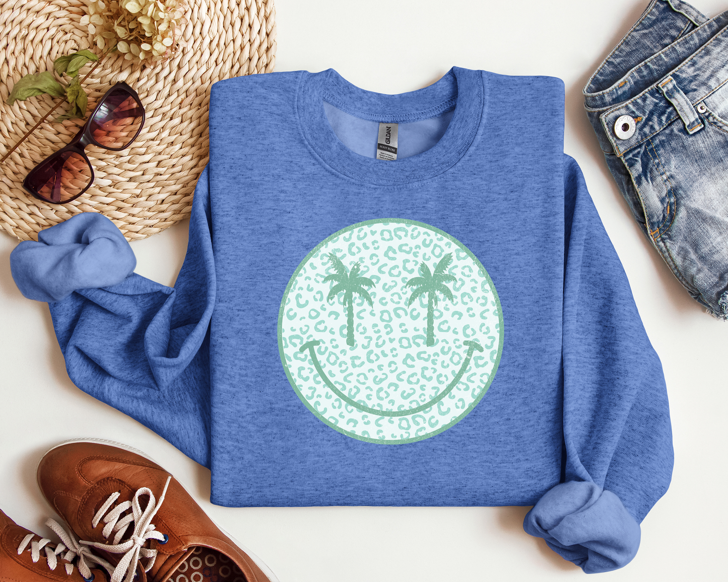 SUMMER PALM TREE SMILEY CREW