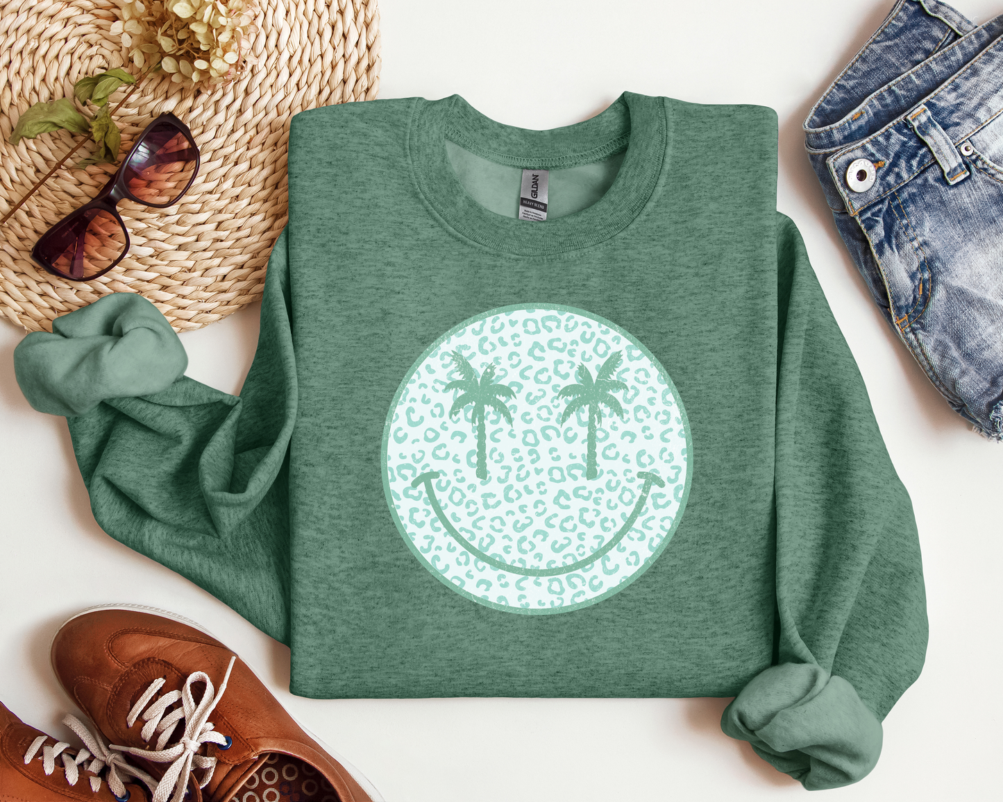 SUMMER PALM TREE SMILEY CREW
