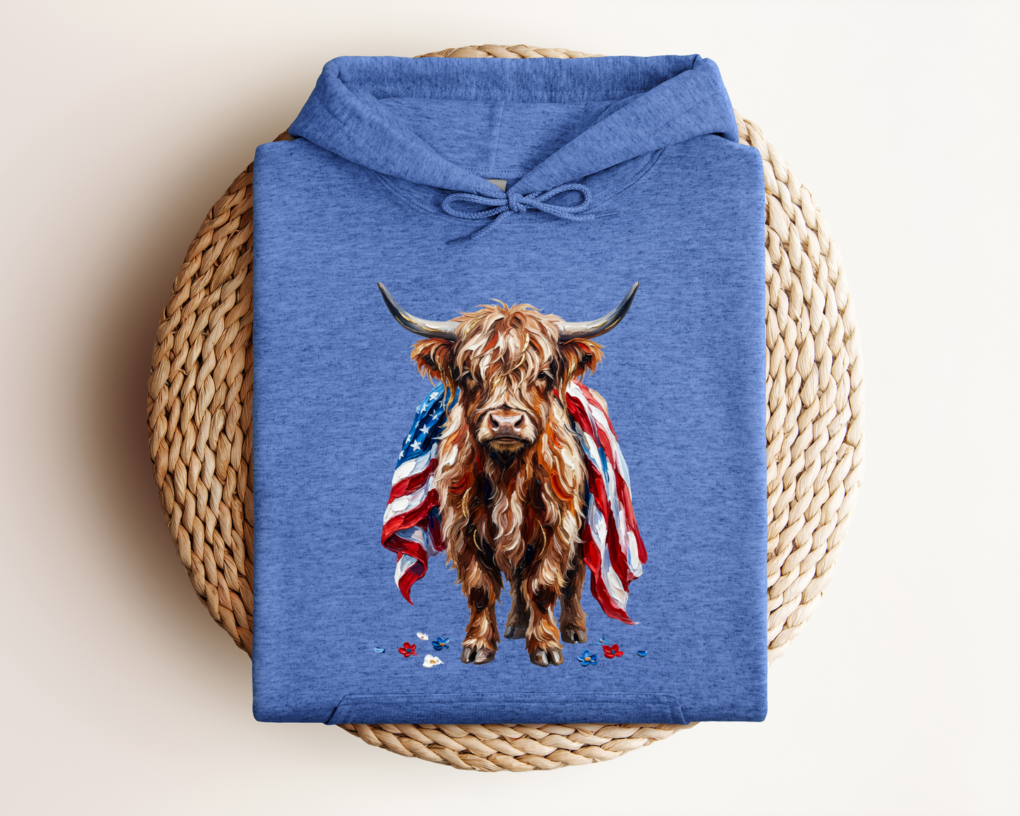 PATRIOTIC HIGHLAND COW HOODIE