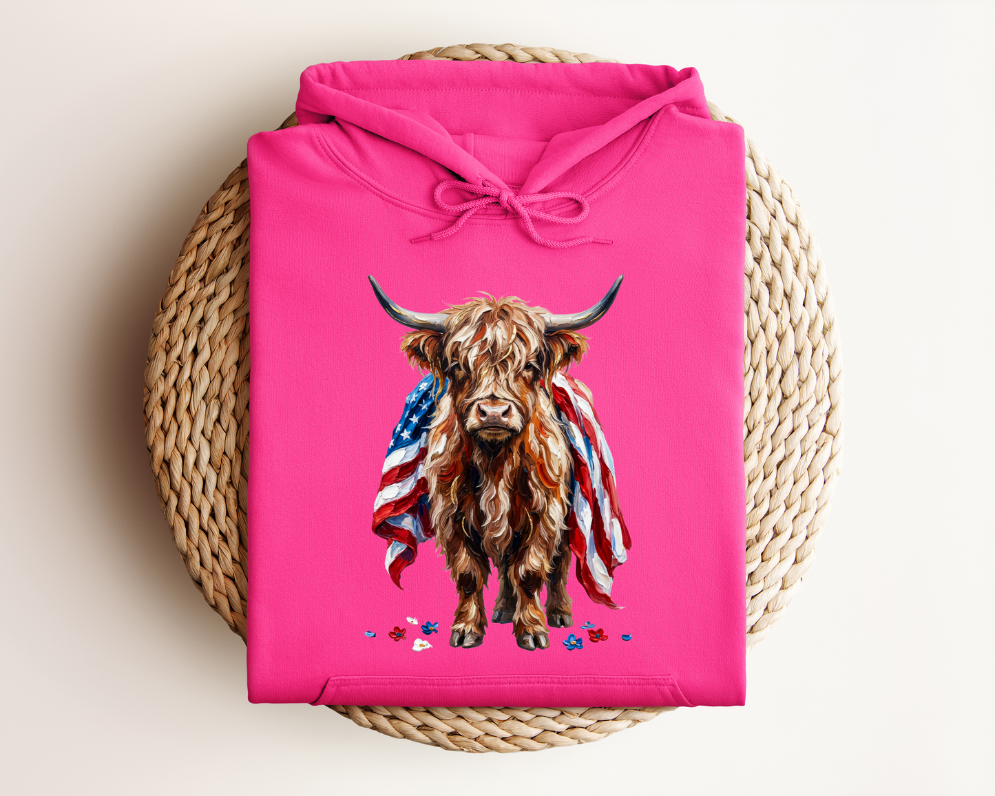 PATRIOTIC HIGHLAND COW HOODIE