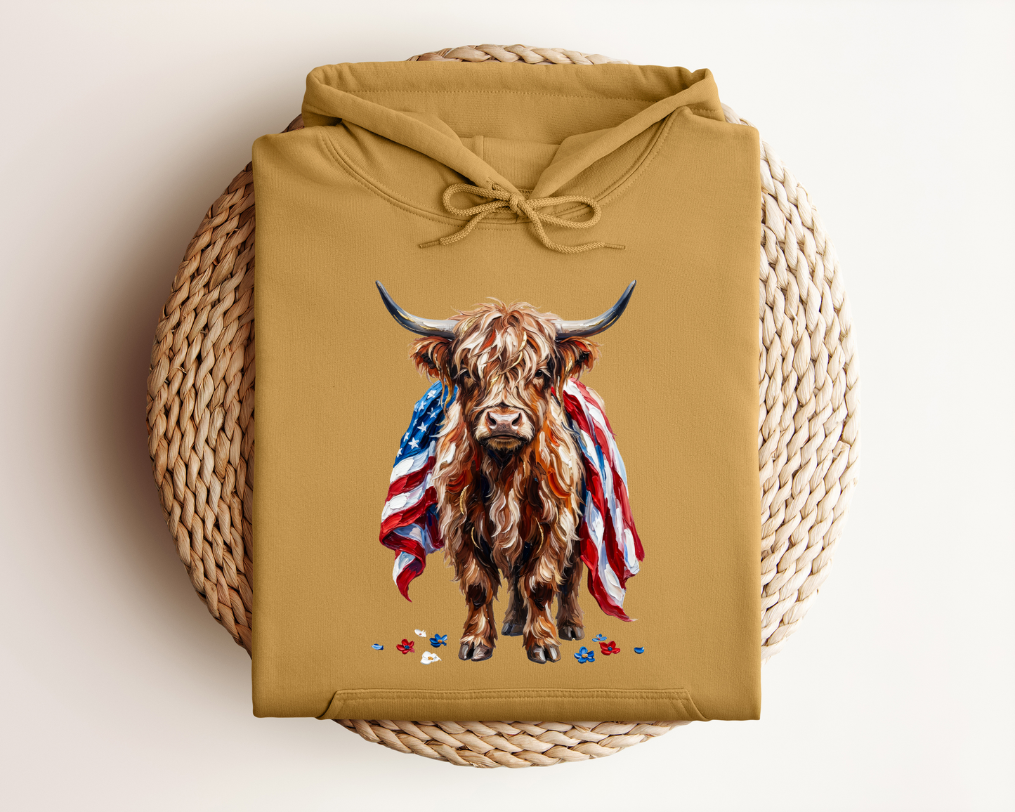 PATRIOTIC HIGHLAND COW HOODIE