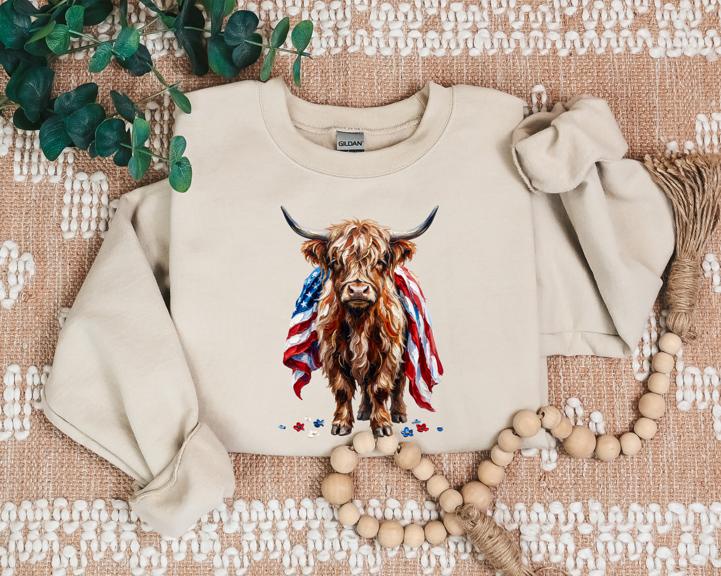 PATRIOTIC HIGHLAND COW CREW