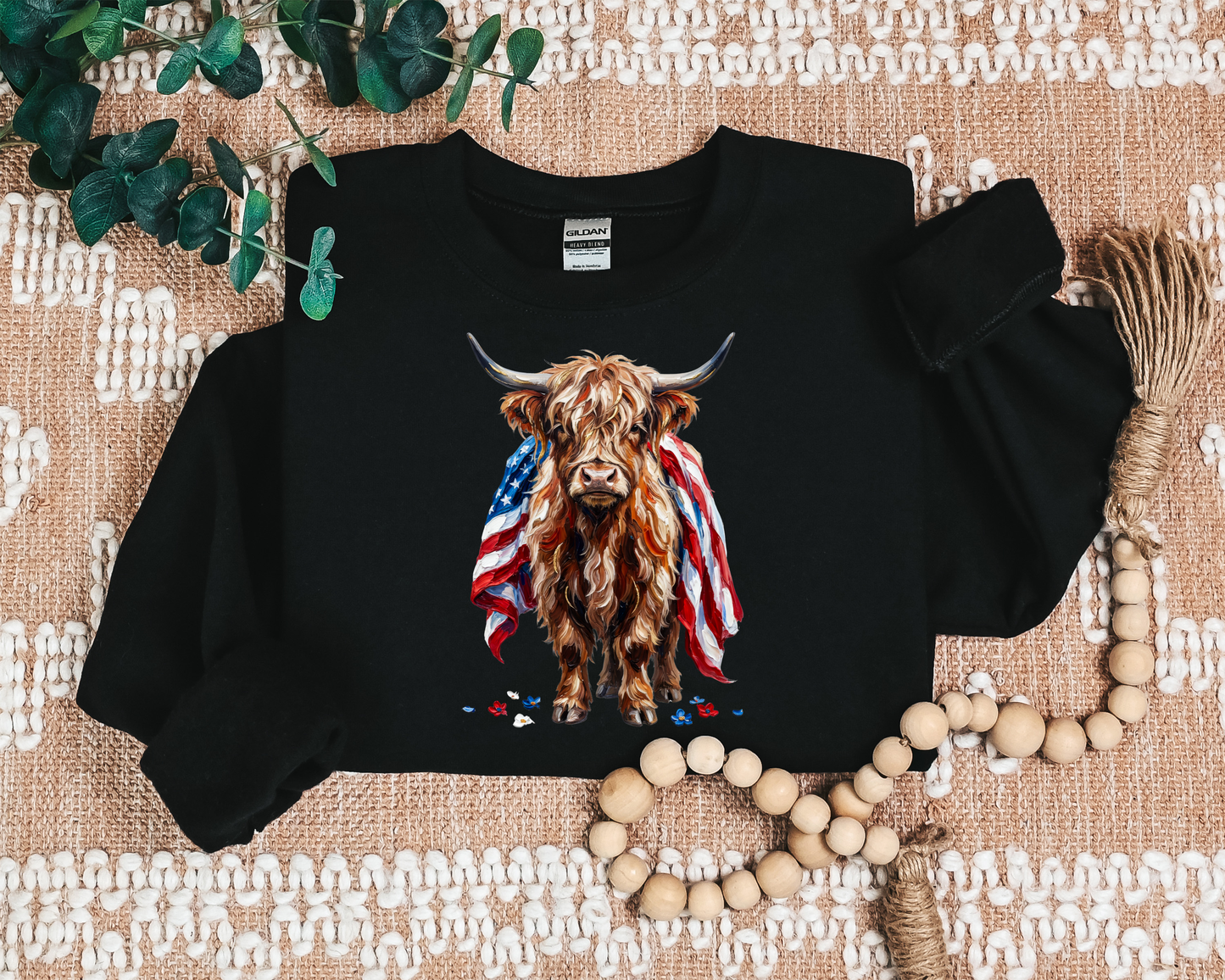 PATRIOTIC HIGHLAND COW CREW