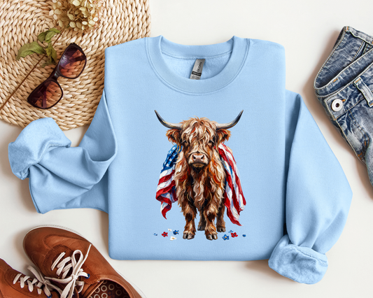 PATRIOTIC HIGHLAND COW CREW