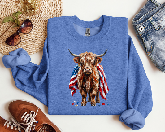 PATRIOTIC HIGHLAND COW CREW