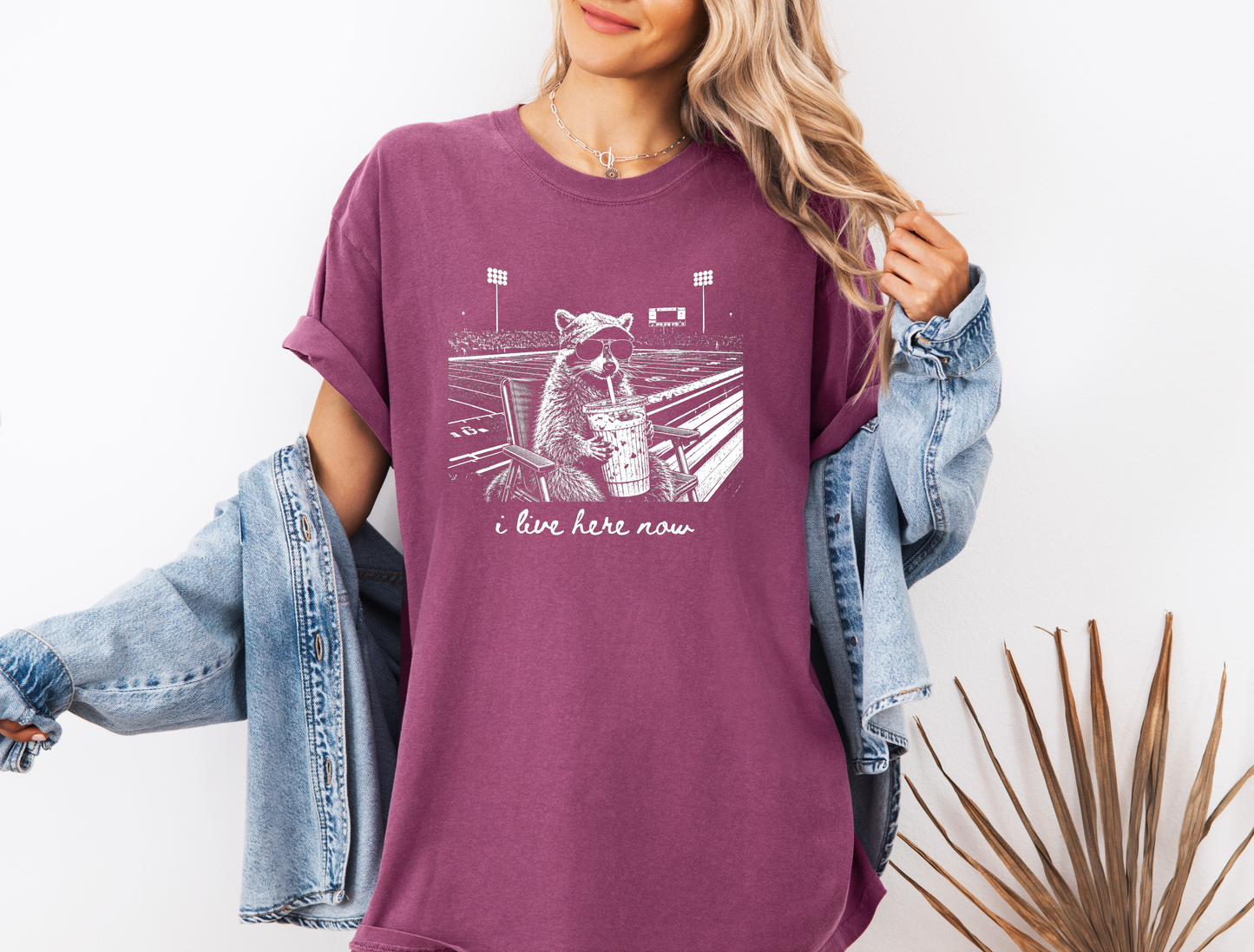 *NEW* I LIVE HERE NOW FOOTBALL RACCOON CC SHIRT