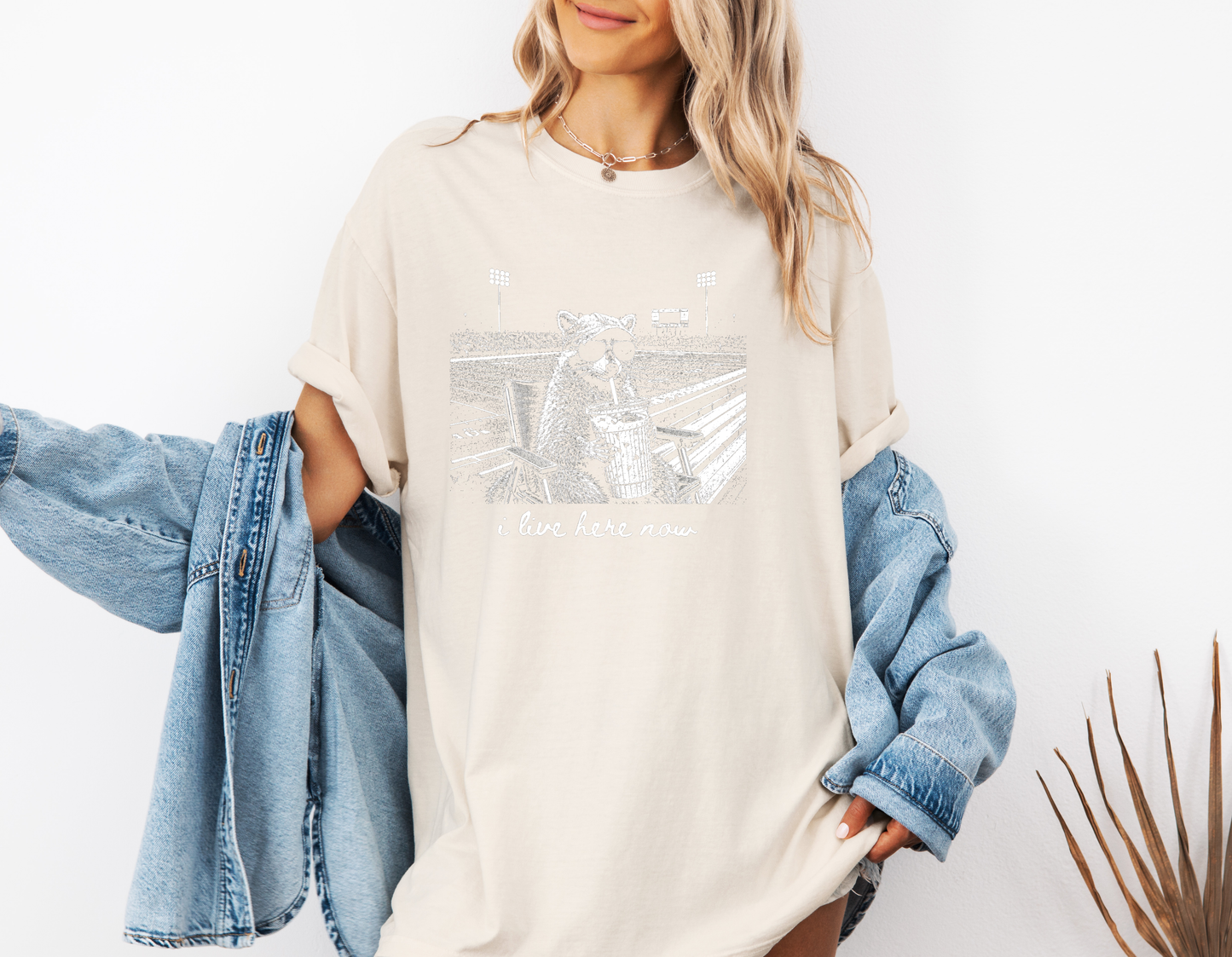 *NEW* I LIVE HERE NOW FOOTBALL RACCOON CC SHIRT